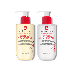 Duo double nettoyage visage : huile d&eacute;maquillante et gel nettoyant 180 ml | Erborian